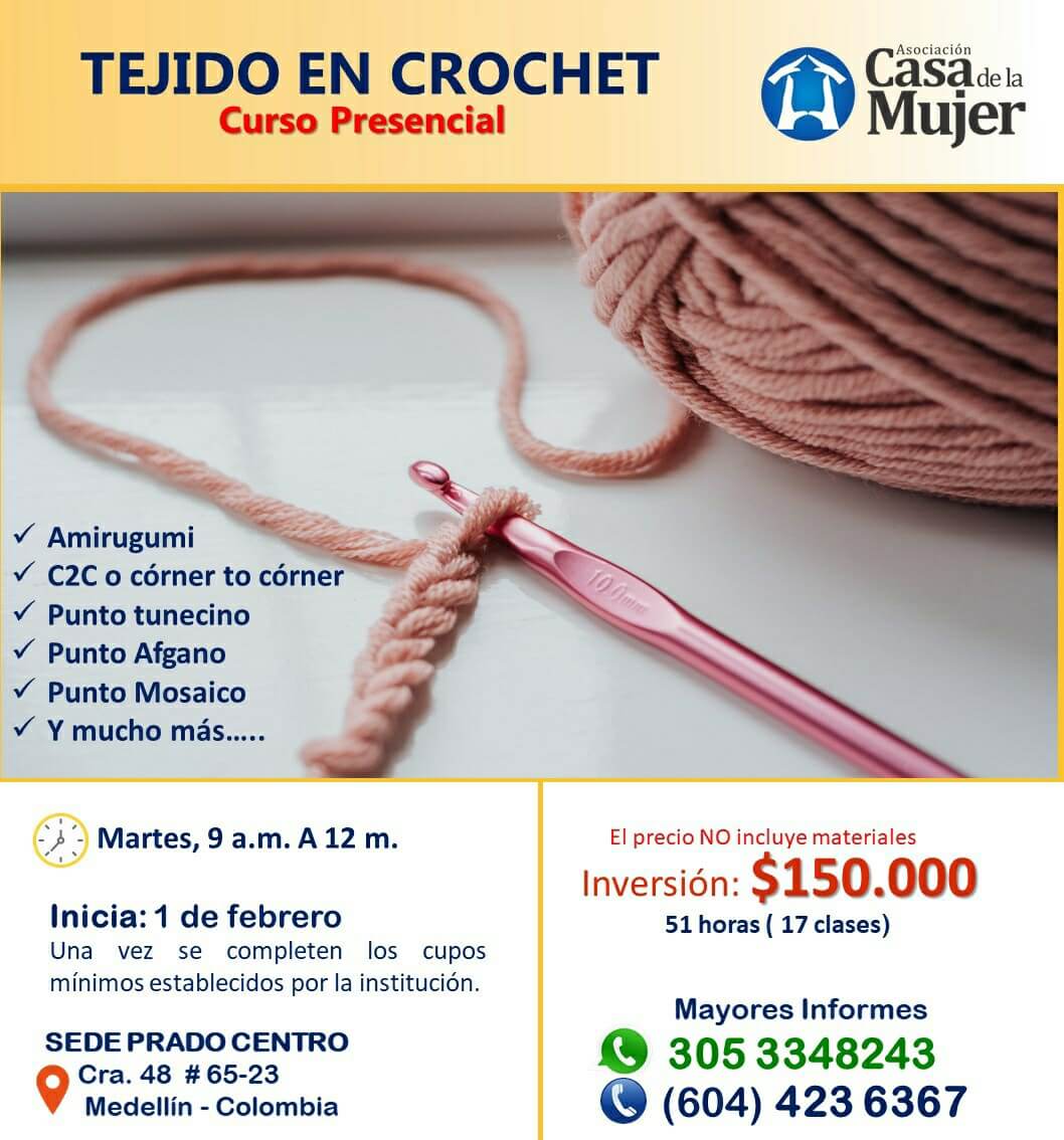 Curso Presencial Tejido en Crochet | Casa de la Mujer