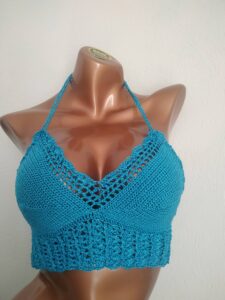 Crop Top Azul Capri Crochet